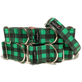 The Canadian Lumber Jack Dog Collar by Big Paw Shop featuring a whimsical design on cotton fabric